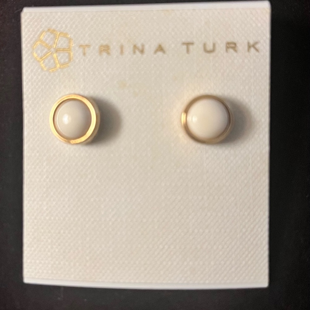 Trina Turk Gold and White Stud Earrings